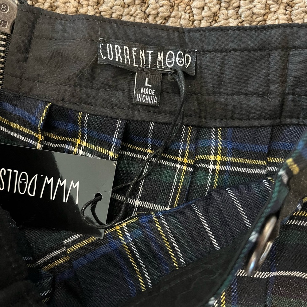 NWT Dolls Kill Current Mood Plaid Pleated Mini Skirt Punk Goth Grunge Rave Sz L - Picture 10 of 11